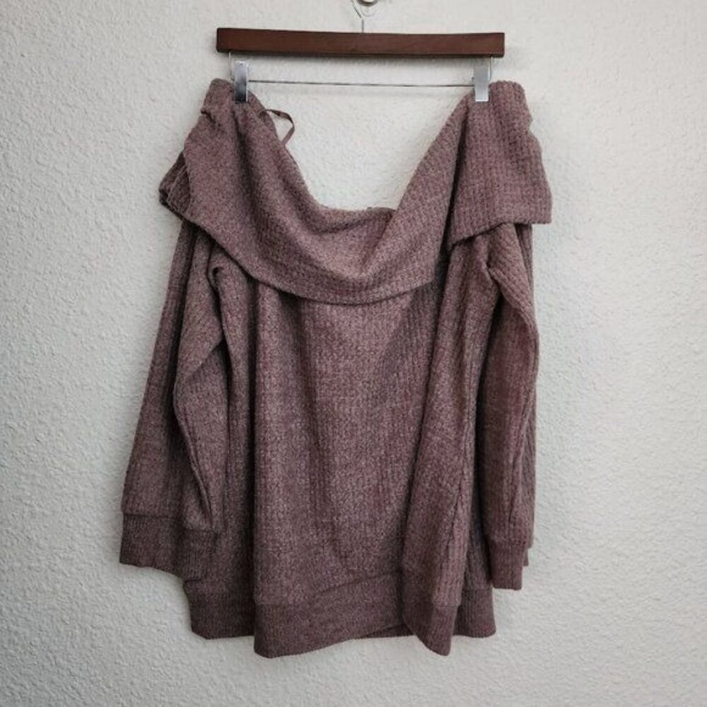 Torrid Brushed Waffle Off Shoulder Long Sleeve Top in Deep Taupe Women's Size 3X - Picture 10 of 11